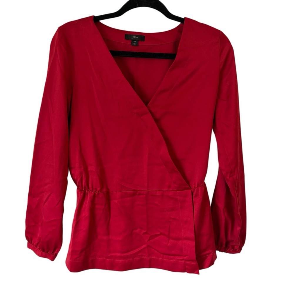 J.Crew Vibrant Red Wrap Blouse‎ (XS)